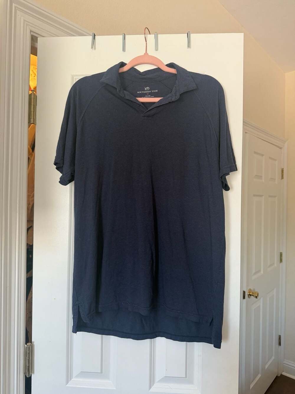 Southern Tide Men's Navy Blue Cotton and Bamboo Blend Polo Shirt